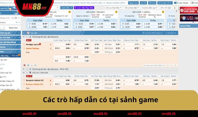 Các trò hấp dẫn có tại sảnh game