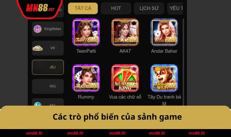 Game Bài MN88 2 Các trò phổ biến của sảnh game