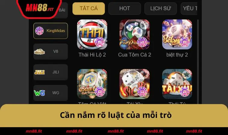 Game Bài MN88 3 Cần nắm rõ luật của mỗi trò
